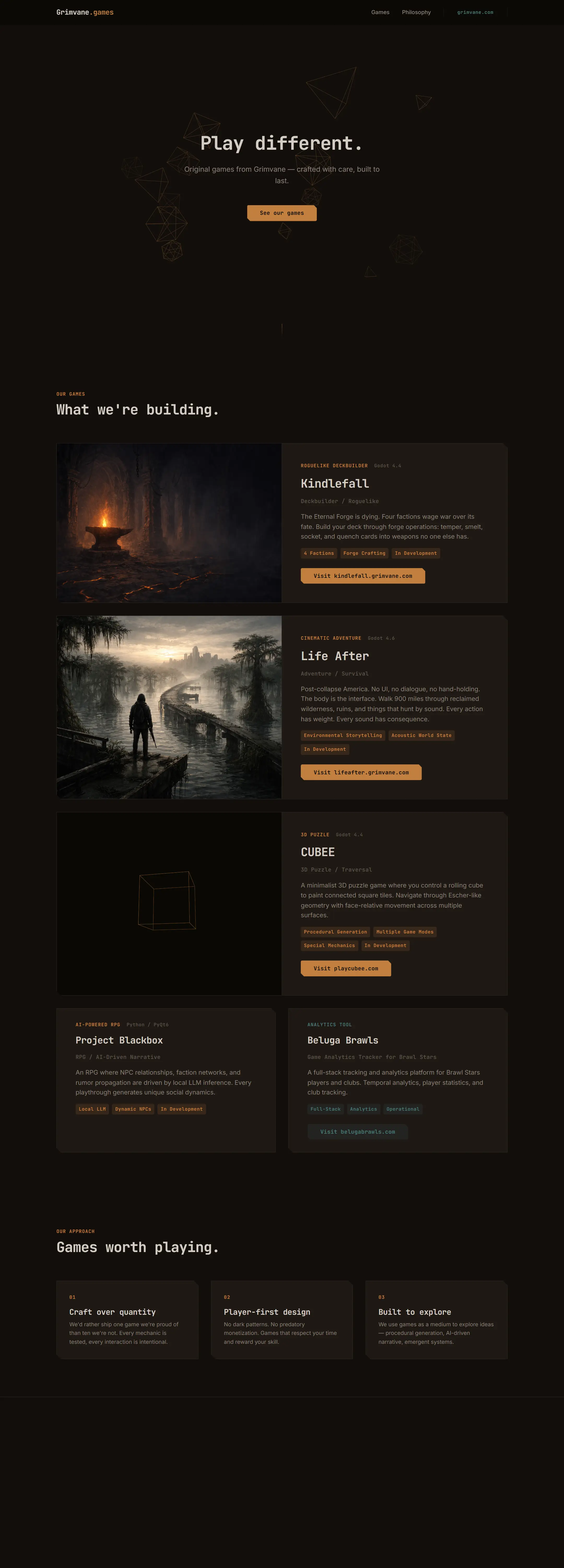 Full page render of games.grimvane.com.